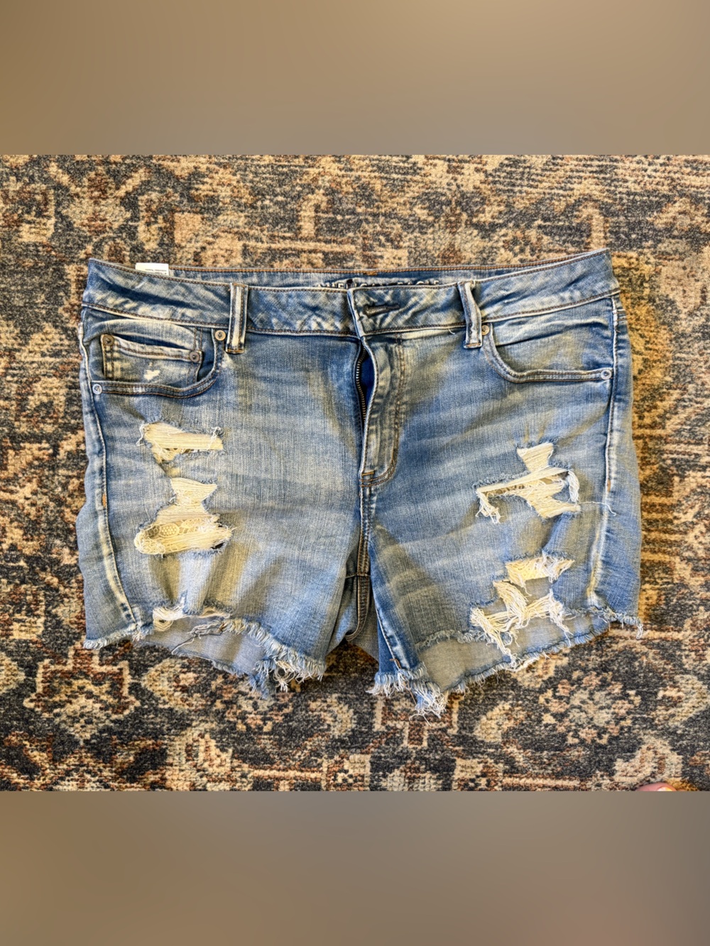American Eagle Outfitters Distressed Light Blue Denim Jean Shorts